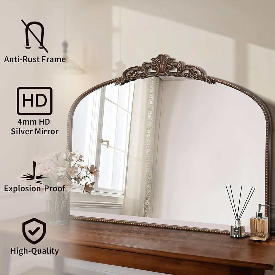 Amazon.com: Micasso Bronze Vintage Arched Mirror: 29x36 in French